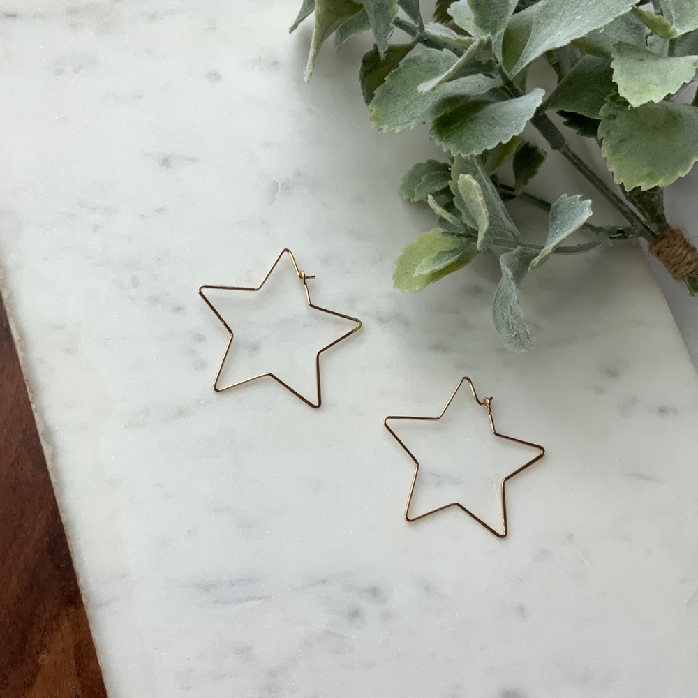 Gold Star Hoop Earrings